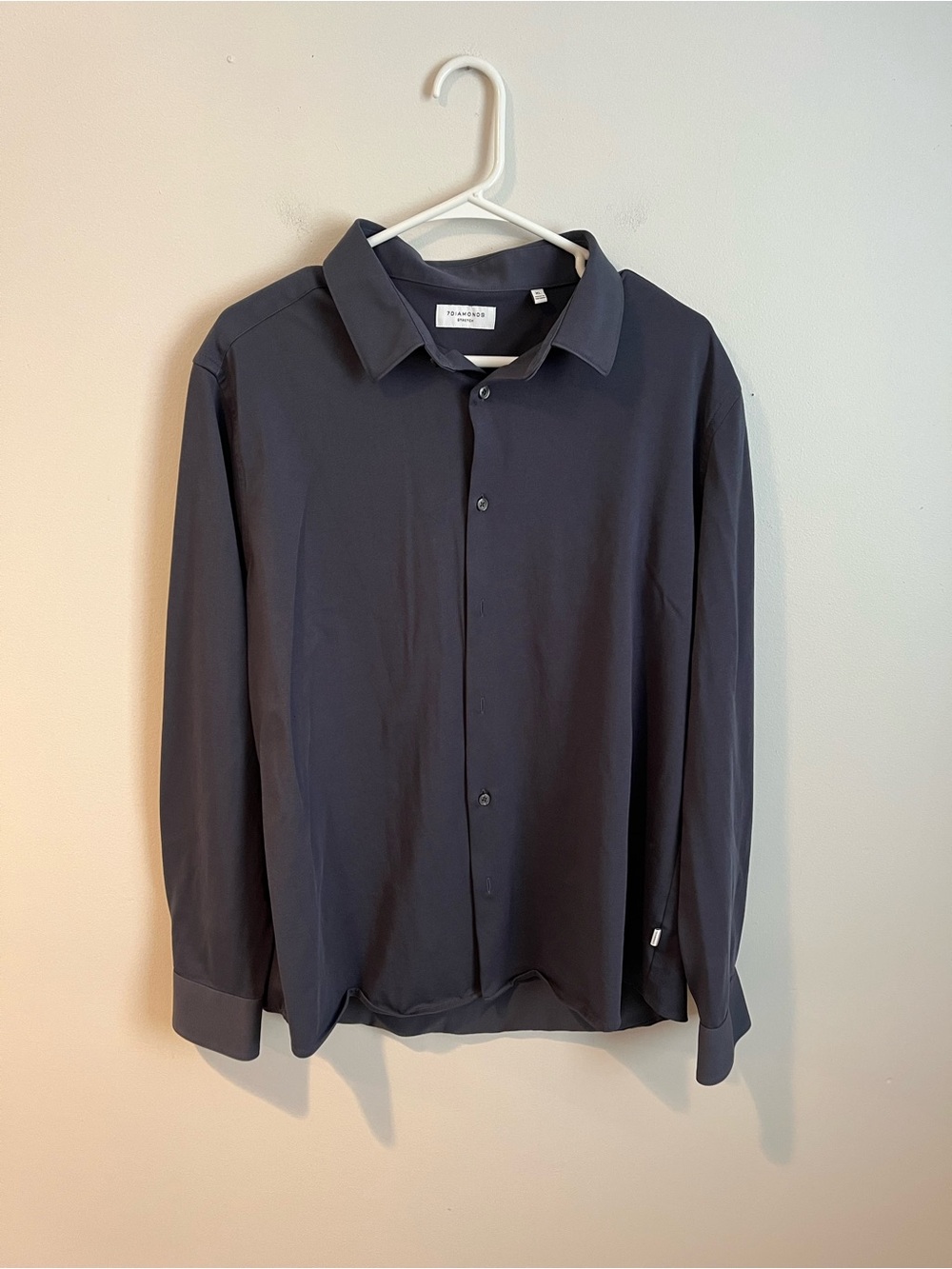 7 Diamonds Men's Black Long-Sleeve Button-Down Shirt Dark Gray XL